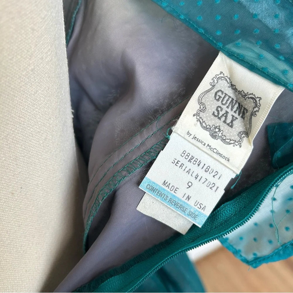 Gunne Sax Teal Swiss Dot Dress - Picture 11 of 15
